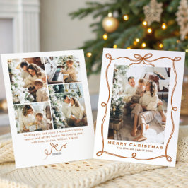 Funky Christmas Boho Beige Bow Ribbon 5 Photo シーズンカード