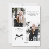 Funky Christmas Boho Black Bow Ribbon 3 Photo シーズンカード (裏面)