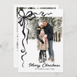 Funky Christmas Boho Black Bow Ribbon 5 Photo シーズンカード