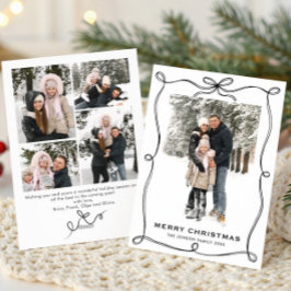 Funky Christmas Boho Black Bow Ribbon 5 Photo シーズンカード