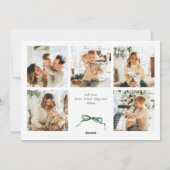 Funky Christmas Boho Green Bow Ribbon 6 Photo シーズンカード (裏面)