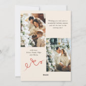 Funky Christmas Boho Red Bow Ribbon 3 Photo シーズンカード (裏面)