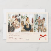 Funky Christmas Boho Red Bow Ribbon 4 Photo シーズンカード (裏面)