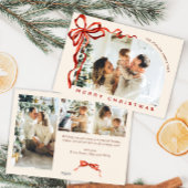Funky Christmas Boho Red Bow Ribbon 4 Photo シーズンカード