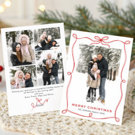Funky Christmas Boho Red Bow Ribbon 5 Photo シーズンカード