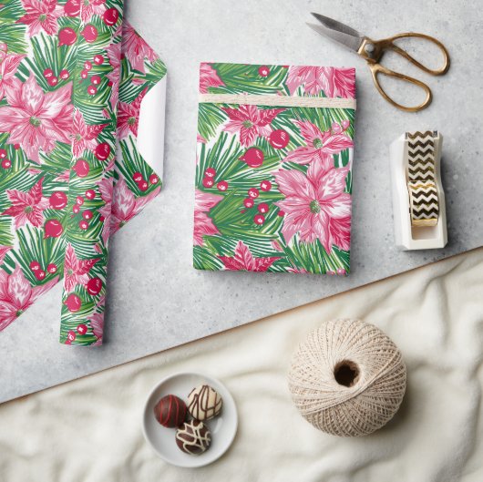 Funky Christmas Foliage Patterned  ラッピングペーパー (クラフト)