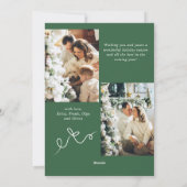 Funky Christmas Sage Green Bow Ribbon 3 Photo シーズンカード (裏面)