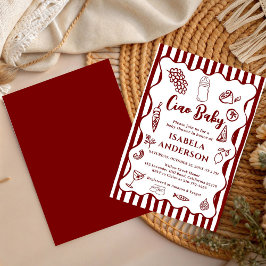 Funky Ciao Baby Hand Drawn Italian Baby Shower  招待状