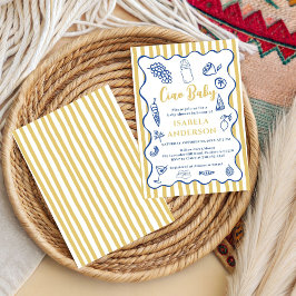 Funky Ciao Baby Hand Drawn Italian Baby Shower  招待状