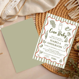 Funky Ciao Baby Hand Drawn Italian Baby Shower  招待状