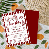 Funky Ciao Baby Hand Drawn Italian Baby Shower  招待状