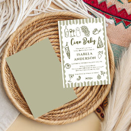 Funky Ciao Baby Hand Drawn Italian Baby Shower  招待状