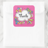 Funky Cloud Thank You Sticker スクエアシール (バッグ)