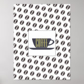 Funky Coffee Beans Pattern Frame Word Poster ポスター (正面)