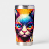 Funky Colorful Cat Illustration 保温保冷タンブラー (正面)