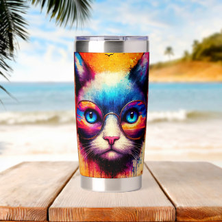 Funky Colorful Cat Illustration  保温保冷タンブラー
