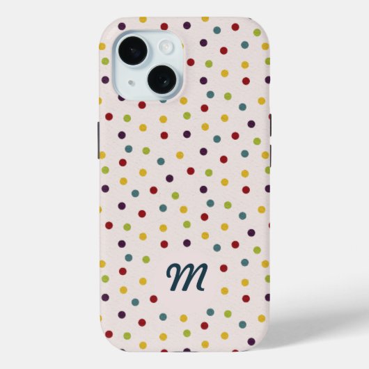Funky Colorful Dots Pattern Monogram Case-Mate iPhoneケース (裏面)