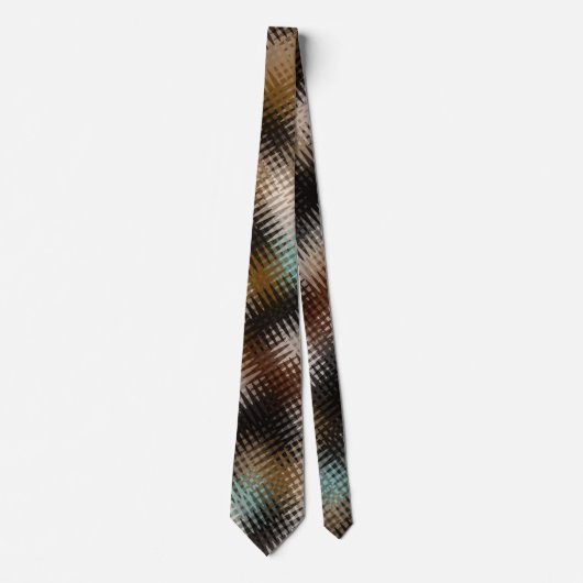 Funky Cool Multi Brown Wavy Zig Zag Pattern ネクタイ (正面)