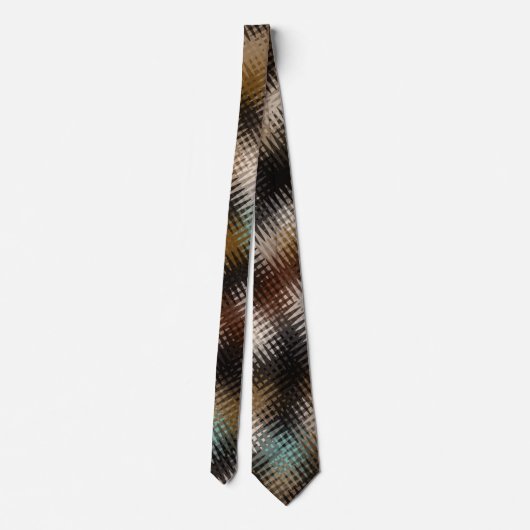 Funky Cool Multi Brown Wavy Zig Zag Pattern ネクタイ (裏面)