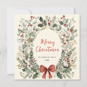 Funky Country Retro Boho Christmas Wreath シーズンカード (正面)