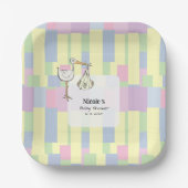 Funky Cubism Handwritten StarkDelivery Baby Shower ペーパープレート (正面)