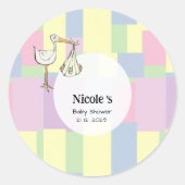 Funky Cubism Handwritten StarkDelivery Baby Shower ラウンドシール (正面)