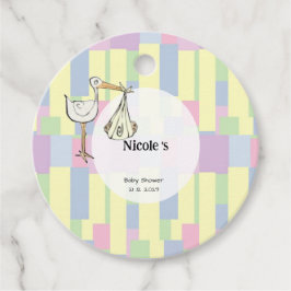 Funky Cubism Stork Delivery Baby Shower フェイバータグ