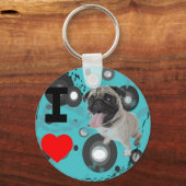 funky cute dog lover i love pug キーホルダー (正面)
