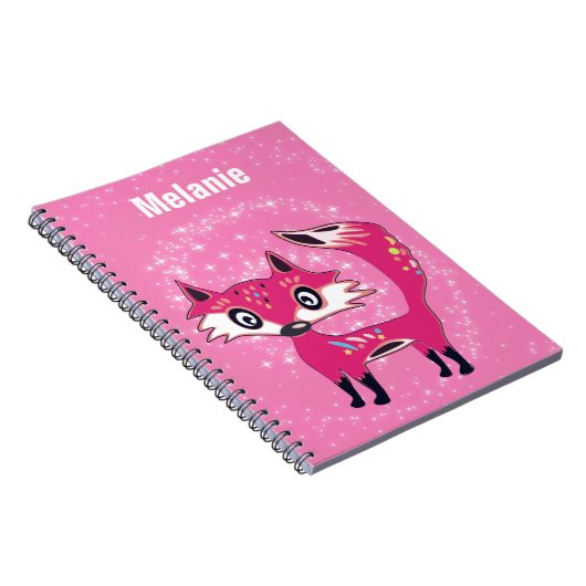 Funky Cute Pink Fox Personalised ノートブック (右側)