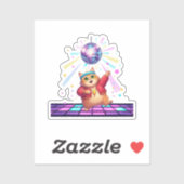 Funky Disco Ball Cat Retro 80s New Year's Party シール (シート)