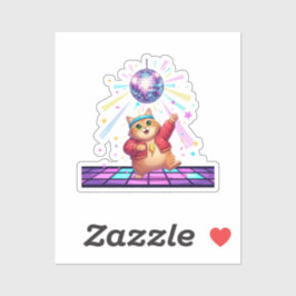 Funky Disco Ball Cat Retro 80s New Year's Party シール