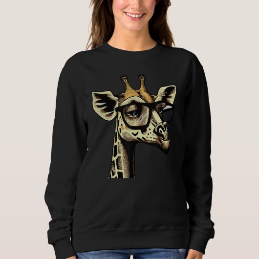 Funky Giraffe with Attitude and Glasses Stylish Fu スウェットシャツ (正面)