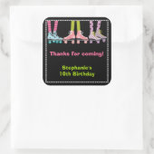 Funky Girls Roller Skating Favor Stickers | Large スクエアシール (バッグ)