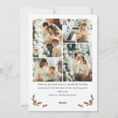 Funky Green Christmas Bow Ribbon 5 Photo シーズンカード (裏面)