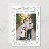 Funky Green Christmas Bow Ribbon 5 Photo シーズンカード (正面)