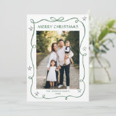 Funky Green Christmas Bow Ribbon 5 Photo シーズンカード (スタンド正面)