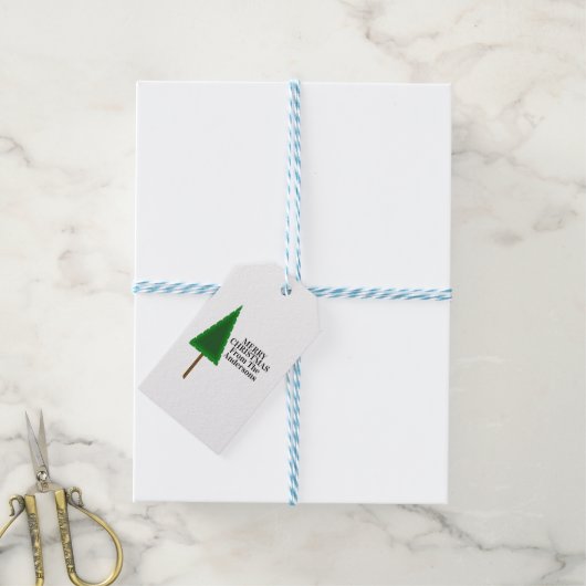 Funky Green Christmas Tree Design ギフトタグ (より糸付き)