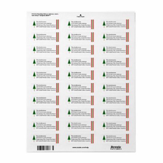 Funky Green Christmas Tree Design ラベル (フルシート)