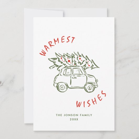 Funky Hand Drawn Scribble Retro Christmas シーズンカード (正面)