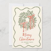 Funky Hand Drawn Scribble Retro Christmas シーズンカード (正面)