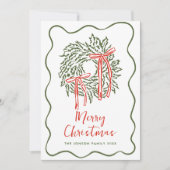 Funky Hand Drawn Scribble Retro Christmas Photo シーズンカード (正面)