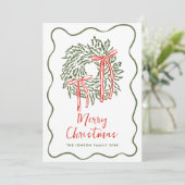 Funky Hand Drawn Scribble Retro Christmas Photo シーズンカード (スタンド正面)
