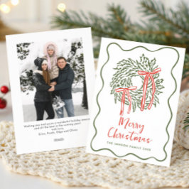 Funky Hand Drawn Scribble Retro Christmas Photo シーズンカード