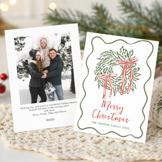 Funky Hand Drawn Scribble Retro Christmas Photo シーズンカード