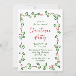 Funky Hand Drawn Whimsical Christmas Holiday Party 招待状