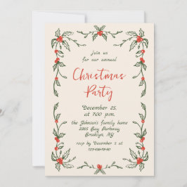 Funky Hand Drawn Whimsical Christmas Holiday Party 招待状