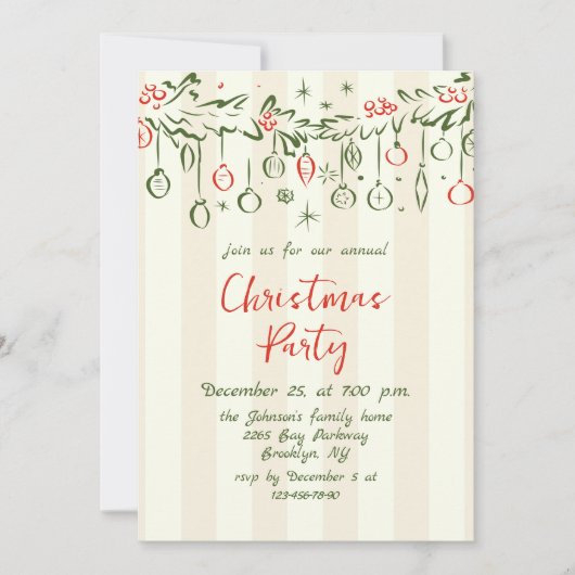 Funky Hand Drawn Whimsical Christmas Holiday Party 招待状 (正面)