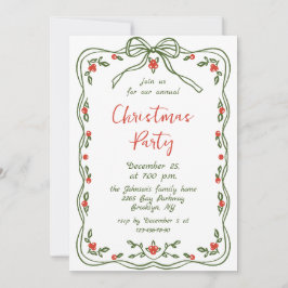Funky Hand Drawn Whimsical Christmas Holiday Party 招待状