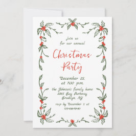 Funky Hand Drawn Whimsical Christmas Holiday Party 招待状
