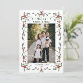 Funky Hand Drawn Whimsical Retro Christmas 3 Photo シーズンカード (スタンド正面)